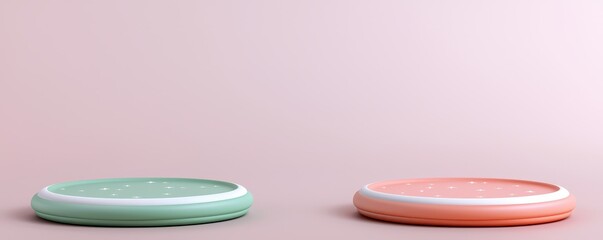 Two colorful plates on a pastel background, perfect for modern dining aesthetics.