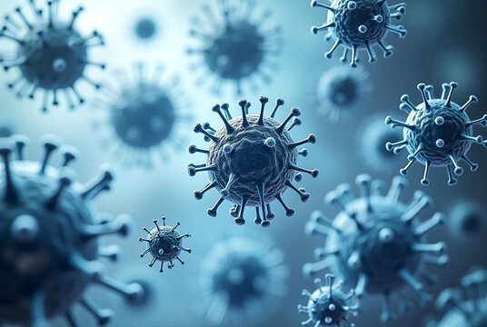 3d abstract virus in water, Viruses Microscopic View background