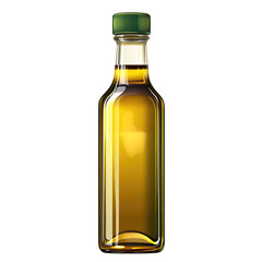 illustration of a tall glass olive oil bottle with a greenish tint, sealed with a dark green cap