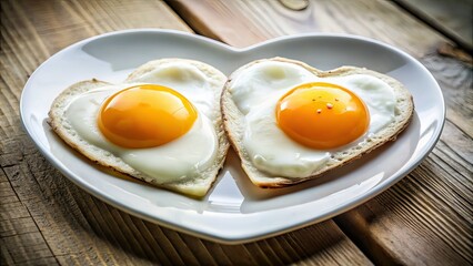 Heart-Shaped Fried Eggs, Delicious Breakfast, Food Photography, Gourmet Eggs