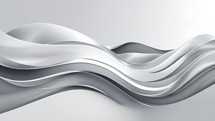 Minimalist abstract digital design with smooth curves, translucent white and gray waves, creating depth, movement, and a clean, modern aesthetic. Perfect as a subtle background.