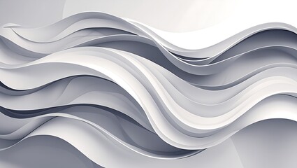 Obraz premium Minimalist abstract digital design with smooth curves, translucent white and gray waves, creating depth, movement, and a clean, modern aesthetic. Perfect as a subtle background.