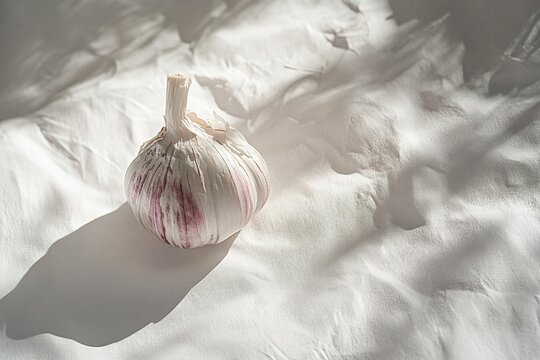 A garlic on a white background a photorealistic