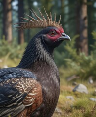 Fototapeta premium Close-up of a western capercaillie in the wild, nature reserve, conservation