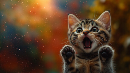 Obraz premium 宇宙と猫のイメージ