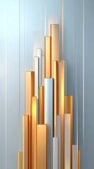 Obraz premium Abstract Composition of Vertical Metallic Bars in Gradient Shades of Gold, Silver, and Copper with Subtle Background for Modern Design Concepts and Visual Arts
