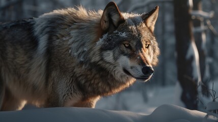 Fototapeta premium Wolf in a Snowy Forest