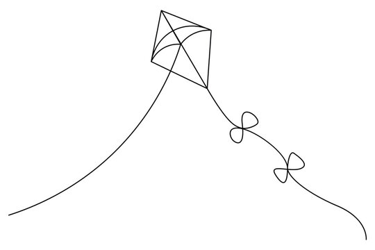 recommend clip art: Kite continuous single line art drawing of isolated outline vector illustration