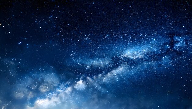 The dark black and deep blue sky cosmos filled with myriads of stars. Beautiful galaxy space background and wallpaper
