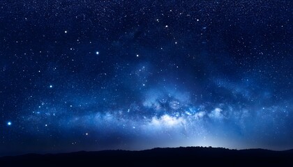 The dark black and deep blue sky cosmos filled with myriads of stars. Beautiful galaxy space background and wallpaper