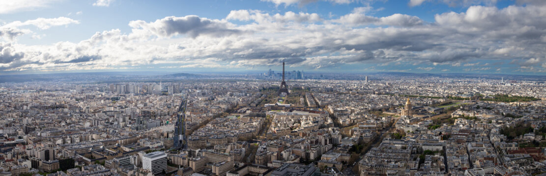 Aerial view of Paris with Eiffel Tower, Paris, France