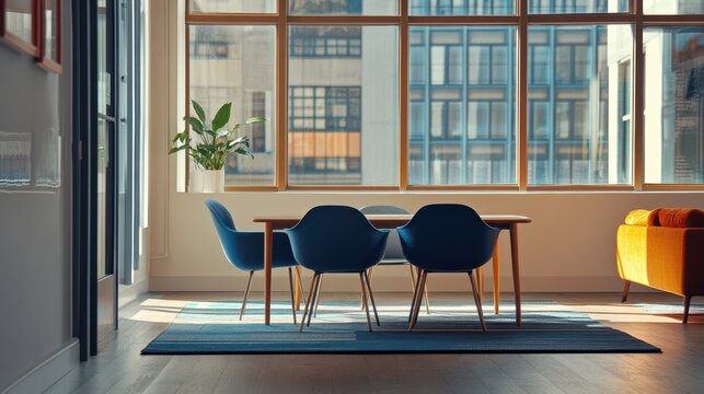 A poster displayed near an office meeting room, featuring a clean and professional design, enhancing the space with relevant information or promotional content.