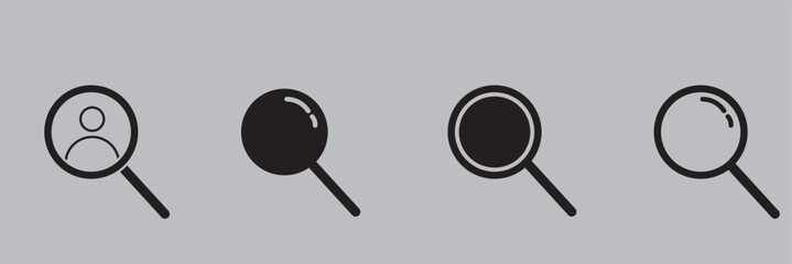 Magnifying glass icon, magnifier or loupe sign. Web search icon.