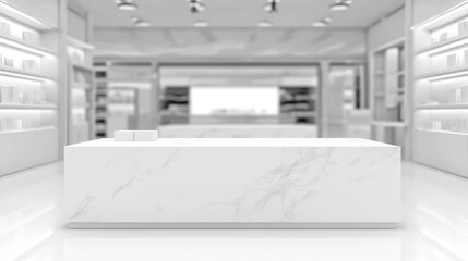 Modern White Marble Reception Desk in Retail Store