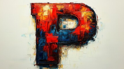 Impasto oil painting of letter P.