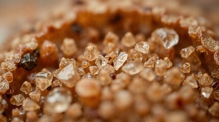 Close-up of sparkling brown crystals and minerals showcasing intricate details for geological and artistic themes