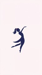 Fototapeta premium Stylized silhouette of a graceful dancer against a minimalist light background 