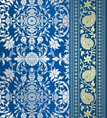 wedding card design, traditional paisley floral pattern , royal India	