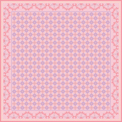 Hijab scarf flower abstract pattern.Ethnic geometric ornament with frame motif border hijab pattern.Design for fabric,print,scarves,shawl,kerchief,bandana,clothing,pareo,pillows,tablecloth,decoration.