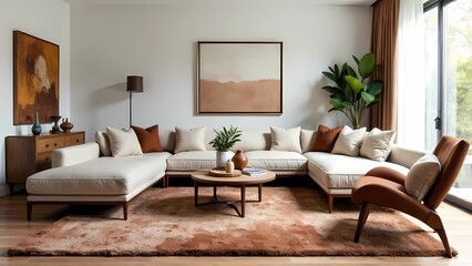 Modern interior design with Pantone 2025 Colour of the Year Mocha Mousse	
