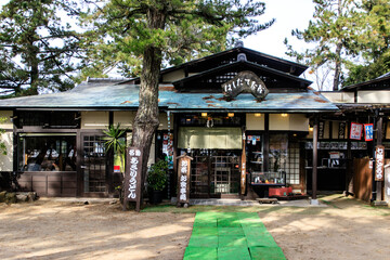 Traditional Japanese Tea House in a Serene Forest Setting, Amanohashidate, Kyoto, Japan