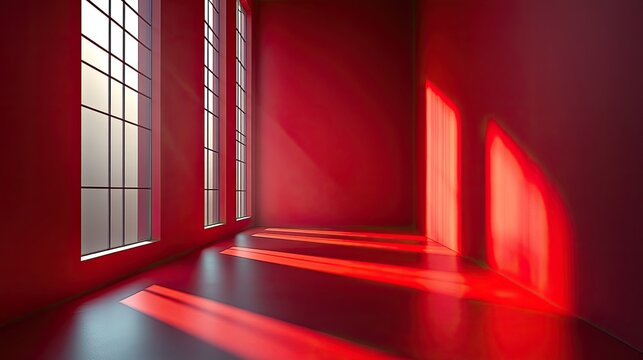 Red room sunlight interior design shadows