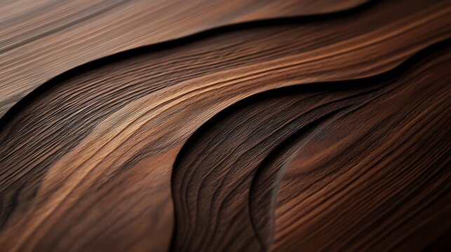 Dark wood texture, sculpted waves, close-up, design, interior