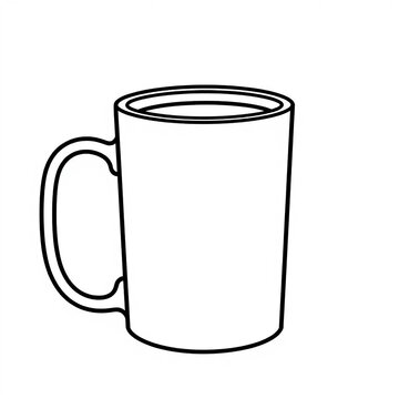 recommend clip art: Simple Line Drawing Coffee Mug Minimalist Black and White Illustration