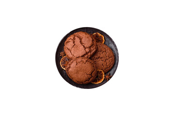 Sweet round crispy chocolate chip cookies