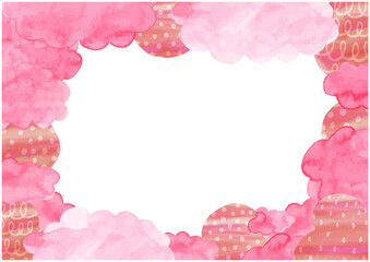 ピンク色の雲のふわふわアナログフレーム