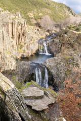 Aljibe waterfall in the area of the black villages of Guadalajara, Spain