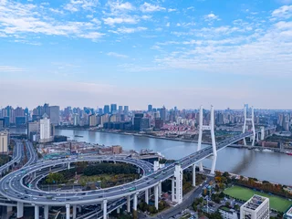 Aerial view of NanPu Bridge in Shanghai