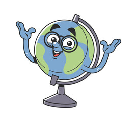Smart kawaii globe school character