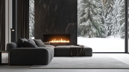 Fototapeta premium A stylish home living room interior features comfortable seating and a wooden table, set against a mockup wall that allows for customizable displays.