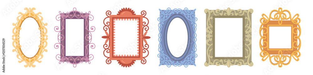 Poster realistic vintage frames with copy space. vector isolated set of retro carved and embellished border