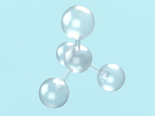 元素結合した分子モデルの3Dイラストレーション