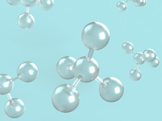 元素結合した分子モデルの3Dイラストレーション