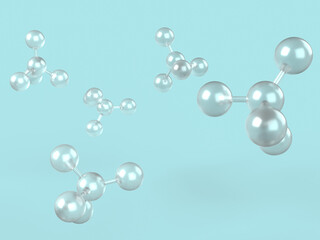 元素結合した分子モデルの3Dイラストレーション