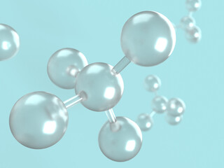 元素結合した分子モデルの3Dイラストレーション