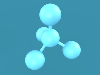 元素結合した分子モデルの3Dイラストレーション