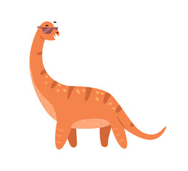 Brachiosaurus altithorax wearing sunglasses, isolated dinosaur character with spots and surprised muzzle expression. Vector extinct dino personage with long neck and limbs, lizard tail