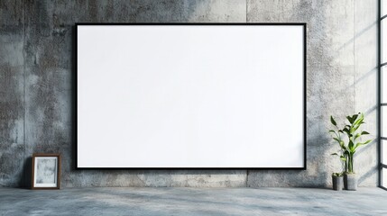Blank Poster on Minimalist Interior Wall with Soft Lighting Creating a Calm and Inviting Atmosphere for Creative Ideas