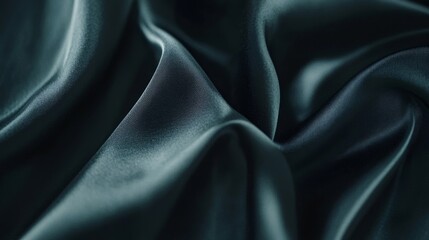 Obraz premium Luxurious Teal Satin Fabric with Soft Draped Texture, Perfect for Design Projects, Fashion, and Elegant Decor, Captured in High Resolution to Showcase Richness and Depth