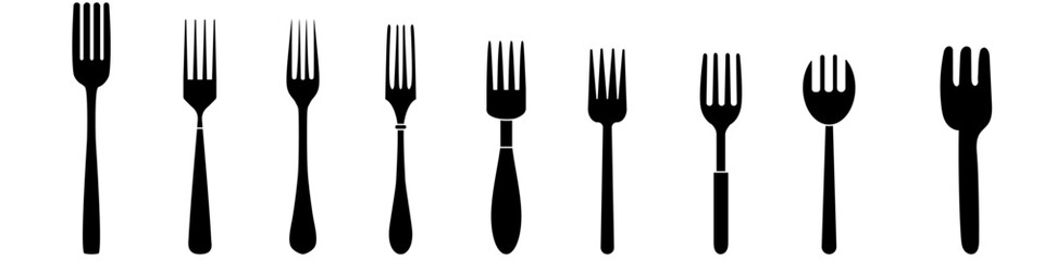 Fork icon vector set. Cutlery illustration sign collection. Restaurant symbol. Food logo.