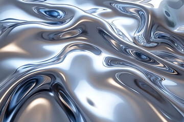 Obraz premium Dynamic silver liquid metal surface with texture with mesmerizing waves