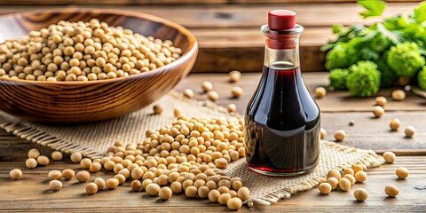 Japanese Soy Sauce & Soybeans - Copy Space Food Photography