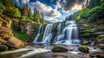 Obraz premium Jeseniky Mountains Waterfall Czech Republic Rule of Thirds