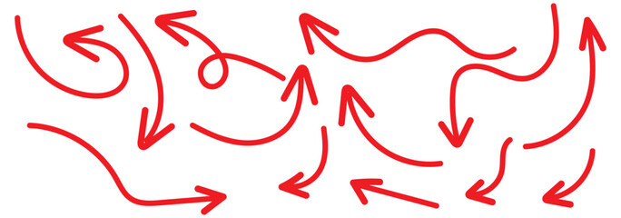 Set of Hand drawn vector arrows doodle on white background. design element vector illustration.