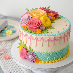 wedding cake with pink roses