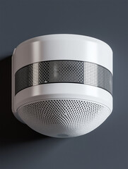 Smart home product security innovation concept. Stylish modern 3D illustration of a connected smoke detector.